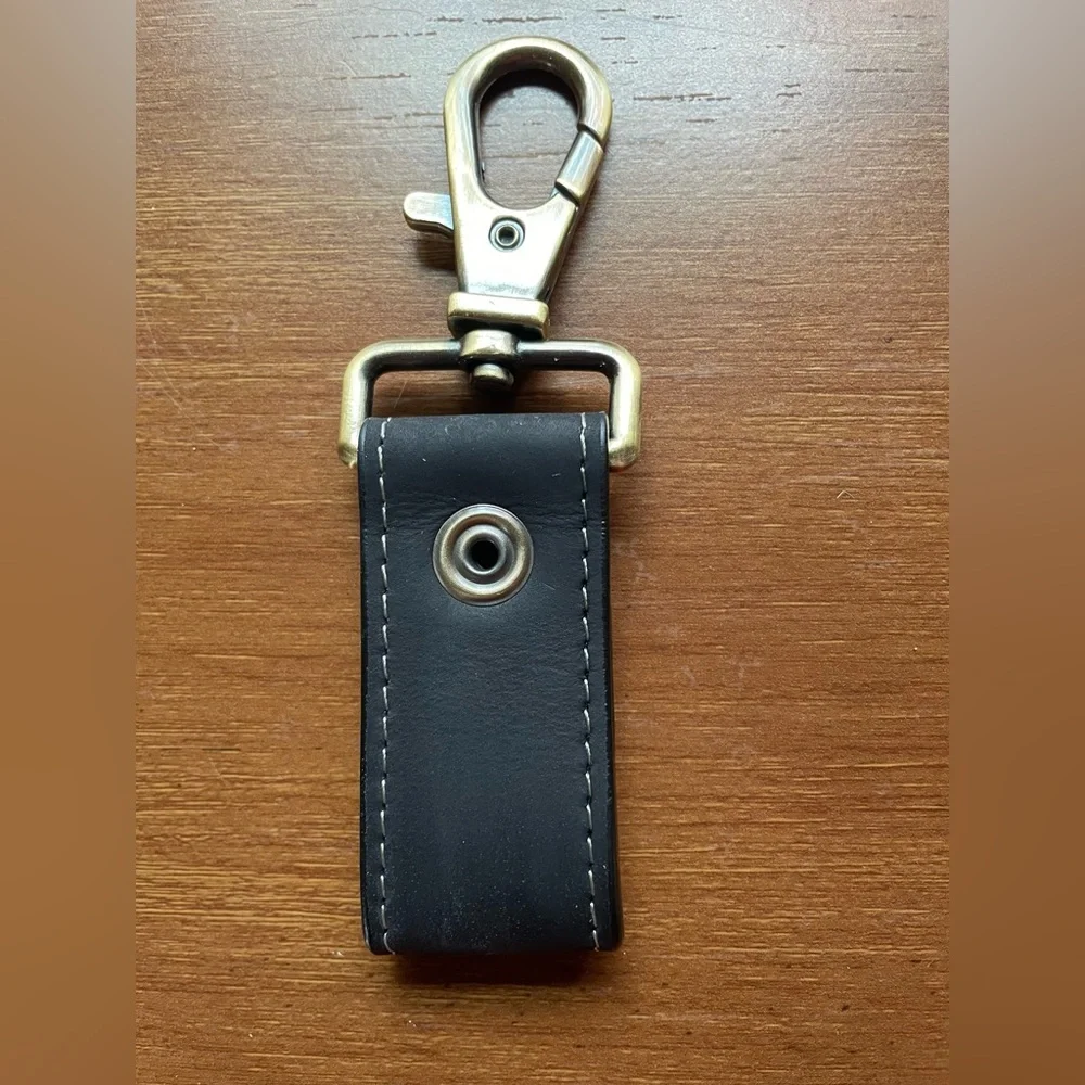 Timberland Black Leather Keychain